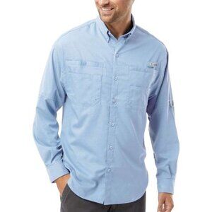 Columbia Tamiami II Shirt Men’s Size XL Tall Button Up Omni Shade Blue PFG 40 UP